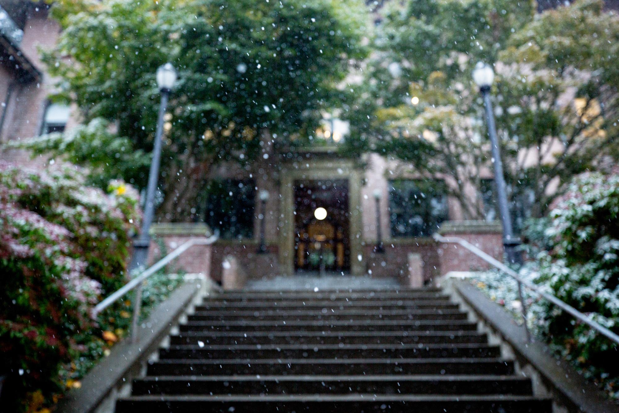 Stairway up to Old Main on WWU campus