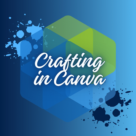 Blue and green square that reads "Crafting in Canva"